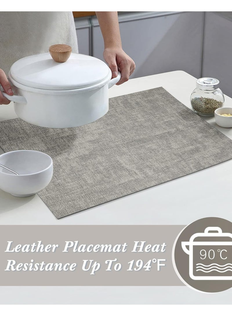 Leather Placemats Set of 6 Reversible Table Mats Heat Resistant Waterproof No-Slip Place Mats for Dining Table Kitchen Parties - Image 4